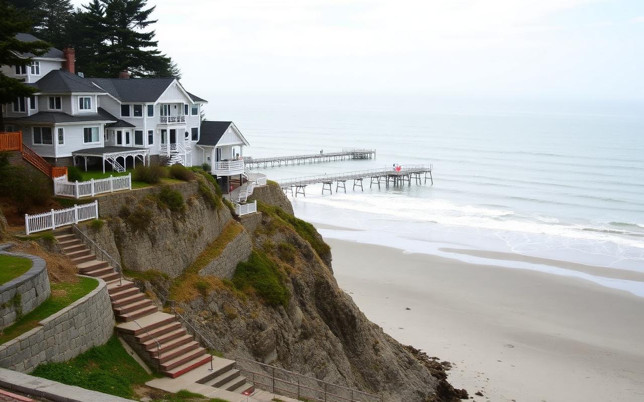White Rock homes on the bluff above the beach and pier